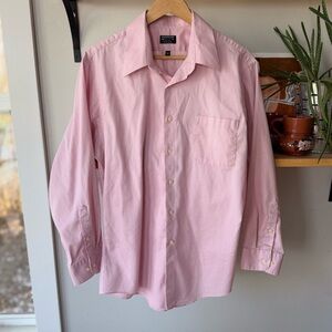 Arrow Pink Stripe Broadcloth Cotton Button Down Fitted Dress Shirt 17 32/33 XL